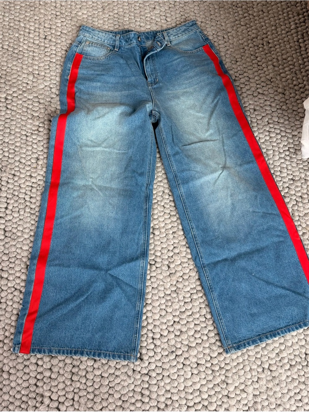 NWOT Women’s Commense Blue Denim Jeans with Red Side Stripes